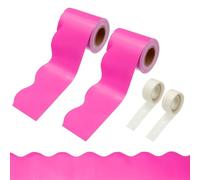 PATIKIL 2 Rolls Bulletin Board Borders, 65.6ft Pink Border for Bulletin Board with Clear Sticky Dots Scalloped Trim for Office Party Classroom Decorations