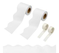 PATIKIL 2 Rolls Bulletin Board Borders, 65.6ft White Border for Bulletin Board with Clear Sticky Dots Scalloped Trim for Office Party Classroom Decorations