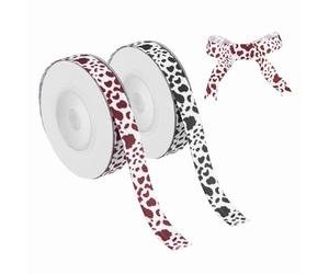 PATIKIL 2 Rolls Cow Print Ribbon Set, 10 Yards Grosgrain Animal Print Ribbons, 3/8" Width Western Farmhouse Ribbon for Gift Wrapping, Party Decorations, DIY Crafts, Black/Brown