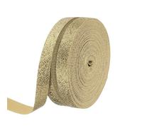 PATIKIL 2 Rolls Metallic Glitter Ribbon Roll, 3/8 Inch x 10 Yards Sparkly Glitter Ribbon for Gift Wrapping Crafts Holiday Wedding Birthday Party Decoration Floral Bouquet, Light Gold