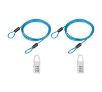 PATIKIL 2 Set 2.5mm Safety Cable Wire, 1.5m Double Loop Heavy Duty Steel PVC Coated Loop Cable Braided Wire Rope with Anti-lost Combination Lock for Outdoor Travel Home Luggage, Blue