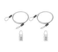 PATIKIL 2 Set 2.5mm Safety Cable Wire, 1m Double Loop Heavy Duty Steel PVC Coated Loop Cable Braided Wire Rope with Anti-lost Combination Lock for Outdoor Travel Home Luggage, Silver