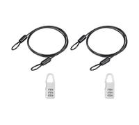 PATIKIL 2 Set 2.5mm Safety Cable Wire, 1m Double Loop Heavy Duty Steel PVC Coated Loop Cable Braided Wire Rope with Anti-lost Combination Lock for Outdoor Travel Home Luggage, Black