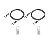 PATIKIL 2 Set 2.5mm Safety Cable Wire, 2m Double Loop Heavy Duty Steel PVC Coated Loop Cable Braided Wire Rope with Anti-lost Combination Lock for Outdoor Travel Home Luggage, Black