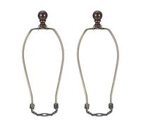 PATIKIL 2 Set 8" Lamp Shade Harp Holder, Heavy Duty Detachable Lampshade Brackets with 1.46" Height Solid Metal Finial Shade Holder for Table and Floor Lamps, Bronze/Brown