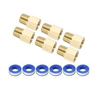 PATIKIL 2 Set Brass Pipe Fitting Hex Bushing with Sealing Tape, 1/4" NPT Female to 1/4" NPT Male Reducer Adapter Pipe Extension Fittings for Tub Spout Shower, Golden