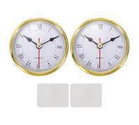 PATIKIL 2 Set Classic Clock Movement, 3.1 Inch/80mm Quartz Movement Insert for Office Home Decor Replacement DIY, Gold (Roman Script,Peach Blossom)