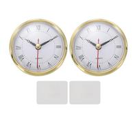 PATIKIL 2 Set Classic Clock Movement, 3.1 Inch/80mm Quartz Movement Insert for Office Home Decor Replacement DIY, Gold (Roman Script,Carved Plastic)