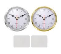PATIKIL 2 Set Classic Clock Movement, 3.1 Inch/80mm Quartz Movement Insert for Office Home Decor Replacement DIY, Gold/Silver (Roman Script,Peach Blossom)