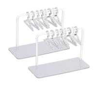 PATIKIL 2 Set Earring Holder with 16 Coat Hangers, Acrylic Earring Holder Organizer Stand Mini Coat Hangers Earring Display Stand Transparent Coat Rack for Studs Long Earring, Silvery