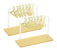 PATIKIL 2 Set Earring Holder with 16 Coat Hangers, Acrylic Earring Holder Organizer Stand Mini Coat Hangers Earring Display Stand Transparent Coat Rack for Studs Long Earring, Golden