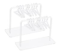 PATIKIL 2 Set Earring Holder with 16 Coat Hangers, Acrylic Earring Holder Organizer Stand Mini Coat Hangers Earring Display Stand Transparent Coat Rack for Studs Long Earring, Transparent