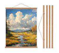 PATIKIL 2 Set Magnetic Poster Hanger Frame 20 Inch Wooden Magnet Picture Hangers Frames Wide Hanging Kit for Photos, Pictures, Artwork, Maps, Brown
