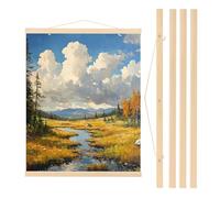 PATIKIL 2 Set Magnetic Poster Hanger Frame 24 Inch Wooden Magnet Picture Hangers Frames Wide Hanging Kit for Photos, Pictures, Artwork, Maps, Wood Color