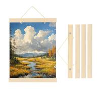 PATIKIL 2 Set Magnetic Poster Hanger Frame 8 Inch Wooden Magnet Picture Hangers Frames Wide Hanging Kit for Photos, Pictures, Artwork, Maps, Wood Color