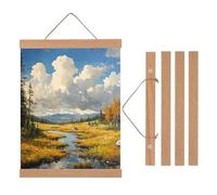 PATIKIL 2 Set Magnetic Poster Hanger Frame 8 Inch Wooden Magnet Picture Hangers Frames Wide Hanging Kit for Photos, Pictures, Artwork, Maps, Brown