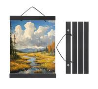 PATIKIL 2 Set Magnetic Poster Hanger Frame 8 Inch Wooden Magnet Picture Hangers Frames Wide Hanging Kit for Photos, Pictures, Artwork, Maps, Black