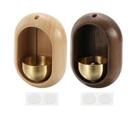 PATIKIL 2 Set Shopkeepers Bell, Wood Door Chime Hanging Door Bell Self-adhesive Hanging Jingle Bells for Door Opening Business When Entering Refrigerator Car, Oval