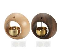 PATIKIL 2 Set Shopkeepers Bell, Wood Door Chime Hanging Door Bell Self-adhesive Hanging Jingle Bells for Door Opening Business When Entering Refrigerator Car, Round
