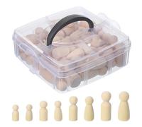 PATIKIL 2 Set Wooden Pegs Dolls, 50Pcs Wood Pegs People Dolls Dad Mom Unfinished Bodies Natural Wood Figures for Painting DIY Crafts Arts Graffiti