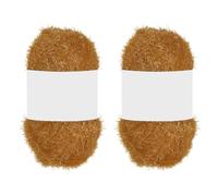 PATIKIL 2 Skeins 109 Yards Scrubbie Yarn, Sparkle Yarn Polyester Scrubbie Sparkle Red Heart Glass for Dishcloths Crocheting Knitting Blanket Rug Sweater Scarf Hat, Camel