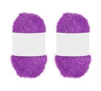 PATIKIL 2 Skeins 109 Yards Scrubbie Yarn, Sparkle Yarn Polyester Scrubbie Sparkle Red Heart Glass for Dishcloths Crocheting Knitting Blanket Rug Sweater Scarf Hat, Rose Purple