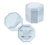 PATIKIL 2 Slots Vintage Velvet Ring Boxes, 2 Pack Octagonal Elegant His and Her Wedding Ring Jewelry Organizer Holders for Engagement Proposal Ceremony Anniversary, Blue