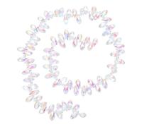 PATIKIL 2 Strands 180-190Pcs Teardrop Crystal Beads, 12x6mm Faceted Teardrop Briolette Horizontal Glass Beads Loose Bead for Bracelet Jewelry Making, Crystal AB