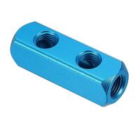 PATIKIL 2 Way 5 Port Air Manifold, G1/4 Inch Aluminum Air Hose Inline Manifold Block Splitter Pneumatic Air Hose Fitting, Blue
