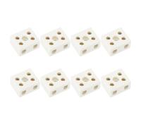 PATIKIL 2 Way Ceramics Terminal Blocks, 8Pcs 20A High Temp Porcelain Ceramic Connectors Bidirectional 5 Hole High Frequency Blocks for Lamp Fixture Electric Wire Cable, 29x19x35mm