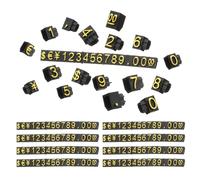 PATIKIL 2" x 0.2" Marking Tags Cube,10 Set Plastic Adjustable Counter Stand Label Number Letter Price Block Kit for Jewelry Supermarkets Bakeries Retail Shop, Black Gold (Small)