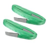 PATIKIL 2" x 15' Lift Strap, 2 Pack 4409lbs Lifting Slings Flat Eye to Eye, 2 Ply Polyester Webbing Lifting Moving Straps for Rigging Hoisting Gear, Green