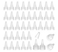 PATIKIL 20/410 Twist Top Caps, 100Pcs Plastic Squeeze Bottle Replacement Caps with Foam Gasket for Paint Lids Glue Dispensing DIY Crafts, Clear