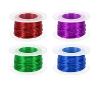 PATIKIL 20 Gauge 0.8mm Aluminum Craft Wire, 98.4Ft 4 Roll Metal Wire Armature Bendable Wire for Jewelry Making Metal Wrap DIY, Sapphire Blue/Red/Purple/Green
