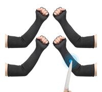 PATIKIL 20 Inch Cut Resistant Sleeves with Finger Grips, 2 Pair Forearm Protective Sleeves Level 5 Protection Arm Safety Protectors Sleeves for Thin Skin and Bruising, Black