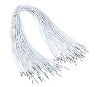 PATIKIL 20 Inch Elastic Barbed Cord, 100 Pcs 1.6mm Loop Stretch Round String with Metal Barb Fasteners for Hats Masks Menus Crafting Book, White (50cm)