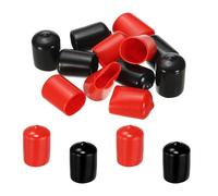 PATIKIL 20 mm Round Rubber End Caps, 12 Pack Vinyl Bolt Cover Caps Flexible Screw Thread Protectors for Metal Tubing Rod Bolts, Black-Red