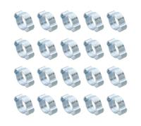 PATIKIL 20 Pack 11-13mm Double Ear Hose Clamp, Galvanized Steel O Clip Crimp Rings for Fuel Petrol Pipe Tube Fitting Connections, Silver Tone