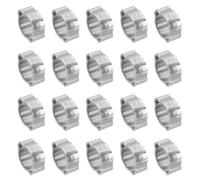 PATIKIL 20 Pack 13-15mm Double Ear Hose Clamp, 304 Stainless Steel O Clip Crimp Rings for Fuel Petrol Pipe Tube Fitting Connections, Silver Tone