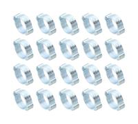 PATIKIL 20 Pack 14-17mm Double Ear Hose Clamp, Galvanized Steel O Clip Crimp Rings for Fuel Petrol Pipe Tube Fitting Connections, Silver Tone