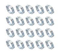 PATIKIL 20 Pack 17-20mm Double Ear Hose Clamp, Galvanized Steel O Clip Crimp Rings for Fuel Petrol Pipe Tube Fitting Connections, Silver Tone