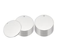 PATIKIL 20 Pcs 1 Inch Round Metal Stamping Blanks, Stainless Steel Silvery Blank Tags with Hole for Metal Stamping Tag, Jewelry Making, Engraving