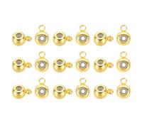 PATIKIL 20 Pcs 14K Gold-Plated Bail Beads, 4mm Spacer Beads Metal Loose Tube Ring Charm Hanger Links Connectors with Loop for Jewelry Making Bracelets Necklace, Light Gold Tone