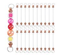 PATIKIL 20 Pcs Beadable Keychain Bars, Metal Beaded Keychain Blanks Bulk Making Supplies Kit with Double Side Loops for Pendant DIY Art Crafts, Rose Red