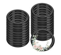 PATIKIL 20 Pcs Dream Catcher Rings, 1.1 inch Floral Macrame Plastic O Rings DIY Round Plastic Hoops for Crochet Craft Making Wall Hanging Wedding Wreath Christmas, Black