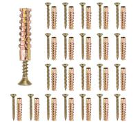 PATIKIL 20 Pcs Drywall Hollow Wall Anchors with Screws 0.16 x 1.38", Steel Dry Wall Anchors Kit for Wooden Concrete Plaster Hinge Hole Repair, Brass (5 x 30mm)
