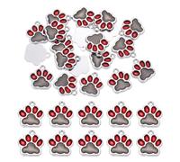 PATIKIL 20 Pcs Enamel Dog Paw Print Charms, Lovely Paw Pendant Keychain Charm for Jewelry Making DIY Pet Memorial Gifts, Black/Red