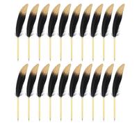 PATIKIL 20 Pcs Feather Ballpoint Pens Bulk 0.5mm Ink Vintage Plated Rod Quill Writing Pens for Office, Wedding Guest Signature, Black