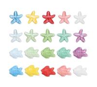 PATIKIL 20 Pcs Fish Starfish Porcelain Beads, 8 mm Ocean Ceramic Handmade Spacer Loose Beads for Bracelet Necklace Earring Jewelry Making DIY Crafts, Mix Color