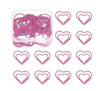 PATIKIL 20 Pcs Heart Shape Paper Clip, Metal Cute Small Paper Clamp Clips for Office Supplies Craft Scrapbook Document Note Sorting, Plastic Coating, Rose Red